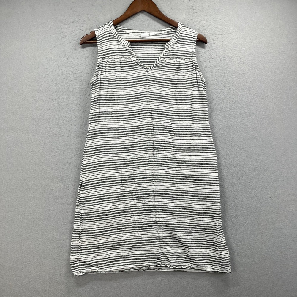 Gap Shift Dress Womens S White Striped Linen Blend Sleeveless V-Neck Coastal